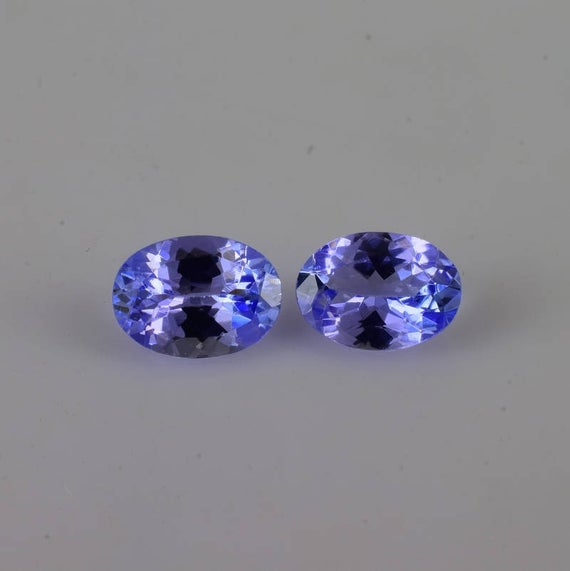 Tanzanite 7x5 Mm Faceted Oval 1.71 Cts Aaa Grade 2 Piece Matching Pair Loose Gemstone - 100% Natural Tanzanite Gemstone
