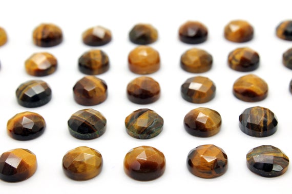 Faceted Tiger Eye Cabochons,gemstone Cabochons,semiprecious Cabs,jewelry Suppliers,wholesale Cabochons - Aa Grade - 1 Pc