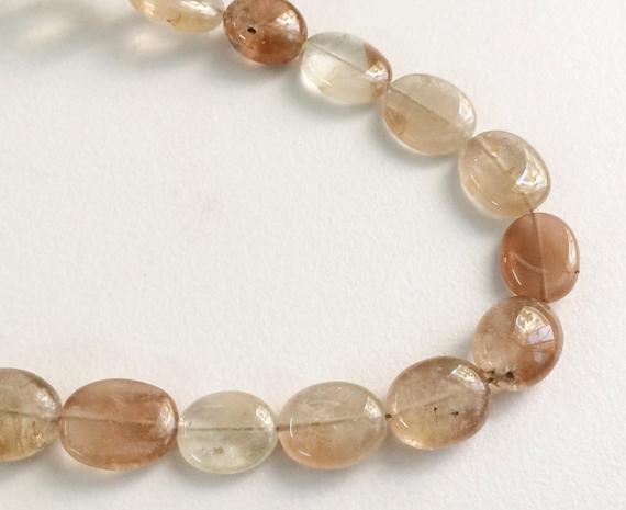 8-16mm Imperial Topaz Oval Plain Beads, Golden Champagne Topaz Plain Beads, Topaz Necklace, 4 Inch Plain Topaz Oval Beads For Jewelry