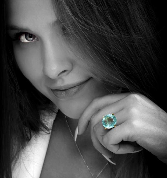 Blue Topaz Ring · Gemstone Ring · Large Cocktail Ring · Gold Ring · Custom Rings · Personalized Rings · Sky Blue Topaz Ring