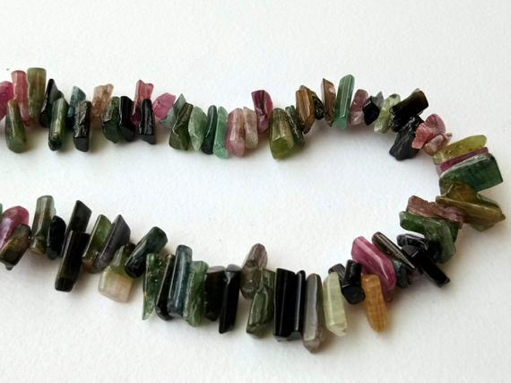 7-11mm Multi Tourmaline Rough Beads, 8 Inch Natural Loose Raw Multi Tourmaline Gemstone, Multi Tourmaline Rough Nugget For Necklace - Pdg172