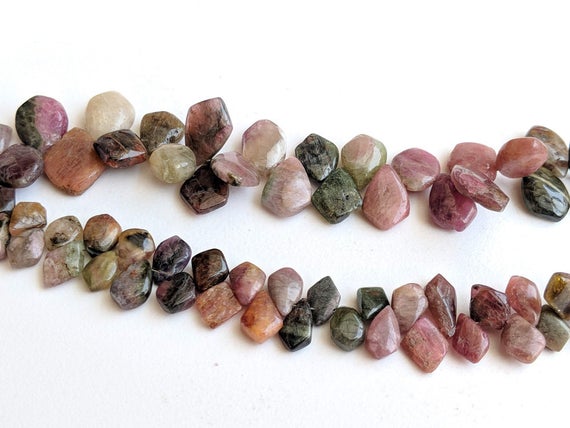 8-17mm Rare Multi Tourmaline Plain Fancy Shield Beads, Natural Multi Tourmaline Rough Designer For Jewelry (4in To 8in Options)