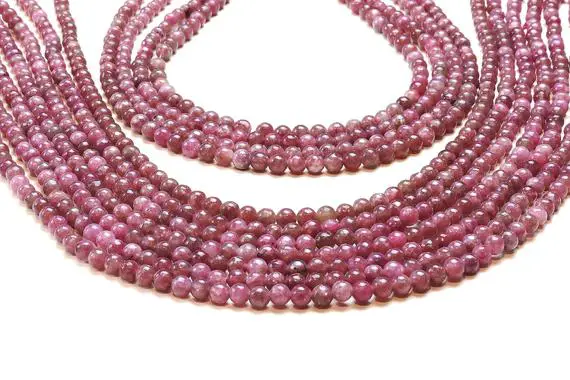 Pink Beads,chinese Tourmaline,ball Beads,precious Beads,stone Beads,tourmaline Strand,jewelry Supplies,beads Diy  - 16" Full Strand