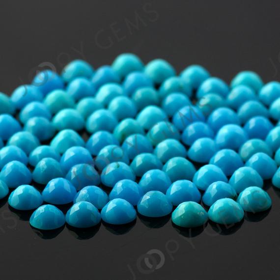 Turquoise Rose Cut Cabochon 4mm Round - Per Stone