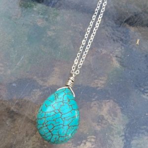 Shop Turquoise Pendants! Turquoise necklace, Teardrop shape turquoise pendant, Sterling silver / Gold filled Turquoise necklace, Boho, natural gemstone pendant, Gift | Natural genuine Turquoise pendants. Buy crystal jewelry, handmade handcrafted artisan jewelry for women.  Unique handmade gift ideas. #jewelry #beadedpendants #beadedjewelry #gift #shopping #handmadejewelry #fashion #style #product #pendants #affiliate #ad