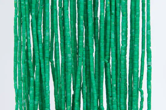 Deep Grass Green Howlite Loose Beads Round Tube Shape 2x2mm