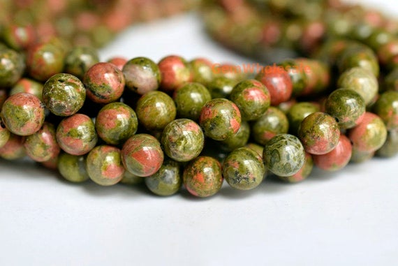 15.5" 6mm/8mm Unakite Round Beads, Green And Red Multi Color Gemstone, Semi-precious Stone Wholesaler