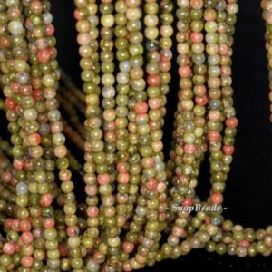 Shop Unakite Beads! 3mm Lotus Pond Unakite Gemstone Round 3mm Loose Beads 16 inch Full Strand (90114013-107 – 3mm B) | Natural genuine beads Unakite beads for beading and jewelry making.  #jewelry #beads #beadedjewelry #diyjewelry #jewelrymaking #beadstore #beading #affiliate #ad