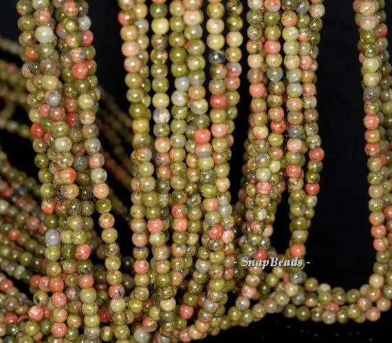 3mm Lotus Pond Unakite Gemstone Round 3mm Loose Beads 16 Inch Full Strand (90114013-107 - 3mm B)
