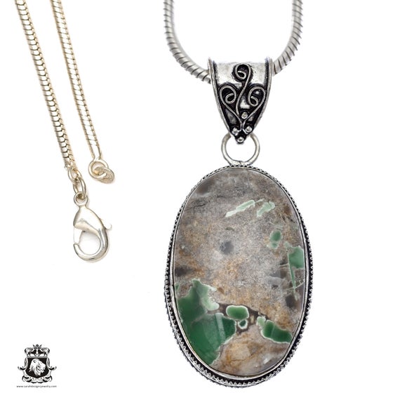 Variscite (nevada Mined) Pendant & Free 2mm Italian 925 Sterling Silver Chain V394 Variscite (nevada Mined) Pendant & Free 2mm Italian 925 Sterling Silver Chain V394
