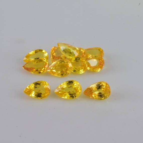 Natural Yellow Sapphire 6x4x2.7 Mm Faceted Cut Pear Aaa Grade Precious Loose Gemstone - 100% Natural Yellow Sapphire Gemstone - Saylo-1010