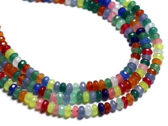 30pc - Perles De Pierre - Jade Rondelles Facettées 4x2mm Multicolore - 8741140001022