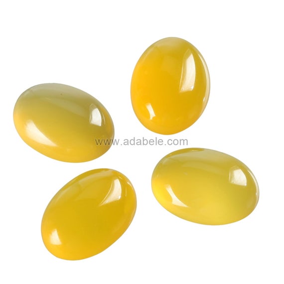 2pcs Aaa Natural Yellow Agate Translucent Oval Cabochon Arc Bottom Gemstone Beads 18x13mm Or 0.71"x0.51" #go36