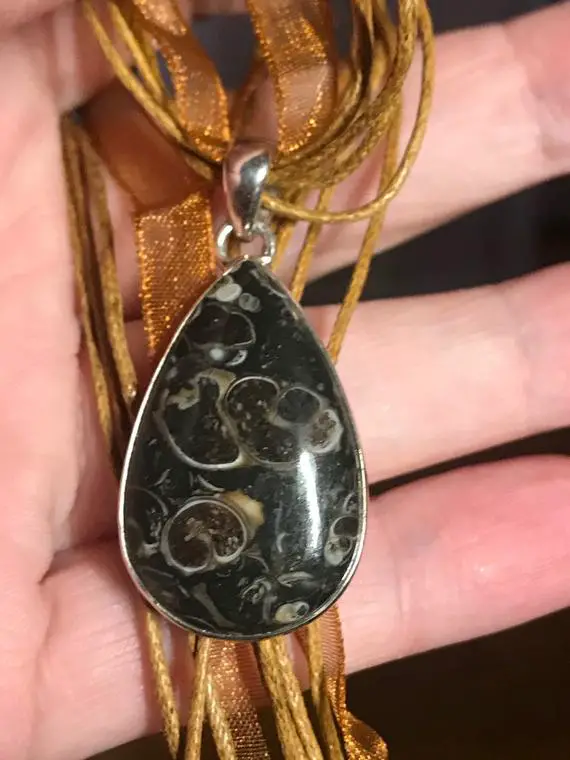 Special Sale, Very Beautiful Turitella Agate Necklace, One Of A Kind, Abstract Stone, 925 Silver