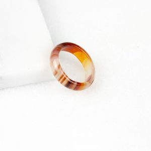 Shop Agate Rings! Banded Agate Ring, Carved Stone Ring, Solid Agate Ring, Agate Band, Natural Gemstone, Gemstone Ring, Carved Agate Ring, | Natural genuine Agate rings, simple unique handcrafted gemstone rings. #rings #jewelry #shopping #gift #handmade #fashion #style #affiliate #ad