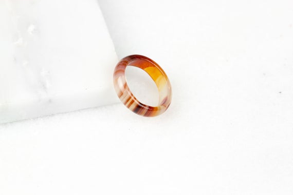 Banded Agate Ring, Carved Stone Ring, Solid Agate Ring, Agate Band, Natural Gemstone, Gemstone Ring, Carved Agate Ring,