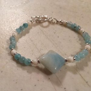 Shop Amazonite Bracelets! Amazonite Bracelet – Blue Jewelry – White Coral Gemstone – Sterling Silver Jewellery – Beaded | Natural genuine Amazonite bracelets. Buy crystal jewelry, handmade handcrafted artisan jewelry for women.  Unique handmade gift ideas. #jewelry #beadedbracelets #beadedjewelry #gift #shopping #handmadejewelry #fashion #style #product #bracelets #affiliate #ad