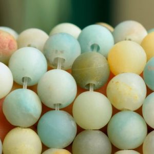 Shop Amazonite Round Beads! 15" 8mm Natural amazonite matte finish round beads 2mm big hole, semi-precious stone,multi color beads, frosted amazonite FGCO | Natural genuine round Amazonite beads for beading and jewelry making.  #jewelry #beads #beadedjewelry #diyjewelry #jewelrymaking #beadstore #beading #affiliate #ad