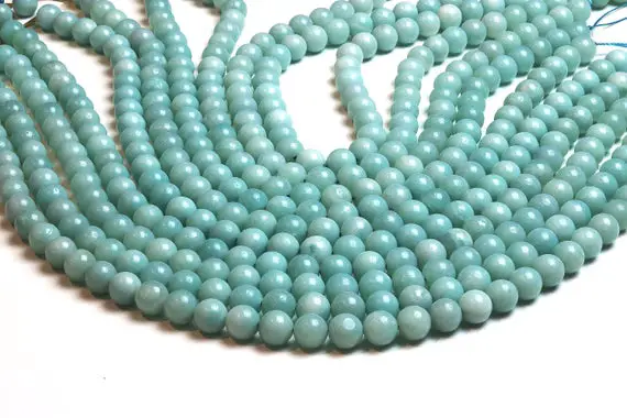 Sky Blue Amazonite Beads,round Beads,gemstone Beads,center Drilled Beads,wholesale Beads, Diy Beads Strand,bulk Beads Sale - 16" Strand