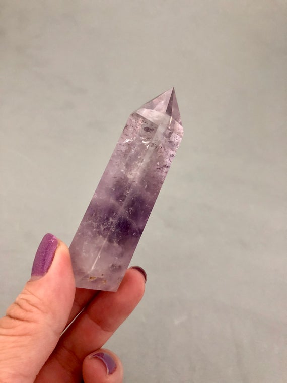 Smoky Amethyst Crystal Point (2 1/2" Tall) For Crystal Magic, Crystal Grid Supply, Crown Chakra, Root Chakra, Metaphysical Crystal Point