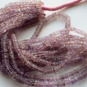 4.5-5mm Pink Amethyst Beads, Pink Amethyst Spacer Beads, Pink Amethyst Tyre Beads, Pink Amethyst For Jewelry (8IN To 16IN Options) – GOD3112 | Natural genuine rondelle Array beads for beading and jewelry making.  #jewelry #beads #beadedjewelry #diyjewelry #jewelrymaking #beadstore #beading #affiliate #ad