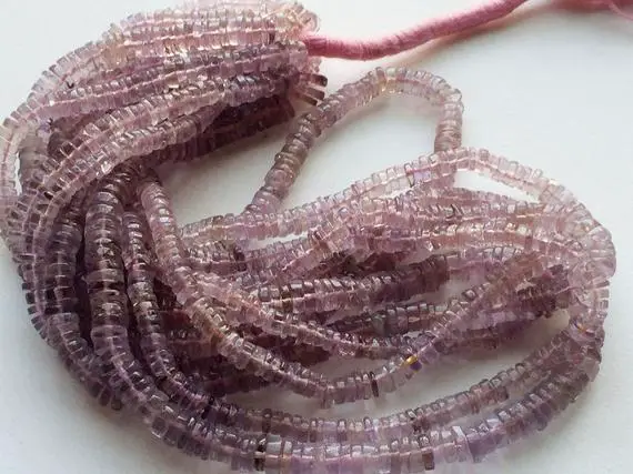 4.5-5mm Pink Amethyst Beads, Pink Amethyst Spacer Beads, Pink Amethyst Tyre Beads, Pink Amethyst For Jewelry (8in To 16in Options) - God3112