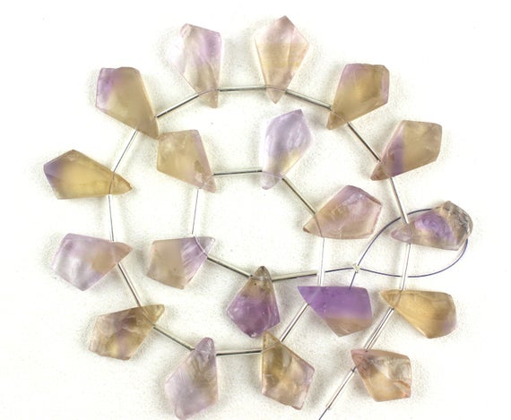 Aaa Quality 1 Strand Natural Ametrine Gemstone, 19 Pieces Uneven Fancy Shape Rough, Size 12x19-15x22 Mm Making Jewelry, Wholesale Price