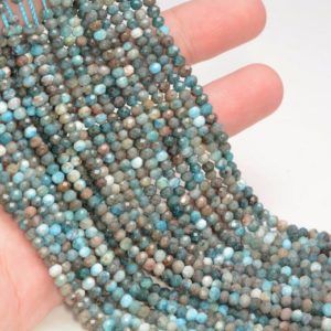Shop Apatite Faceted Beads! 4x3MM Apatite Gemstone Grade A Micro Faceted Rondelle Beads 15.5 inch Full Strand BULK LOT 1,2,6,12 and 50 (80009990-A201) | Natural genuine faceted Apatite beads for beading and jewelry making.  #jewelry #beads #beadedjewelry #diyjewelry #jewelrymaking #beadstore #beading #affiliate #ad