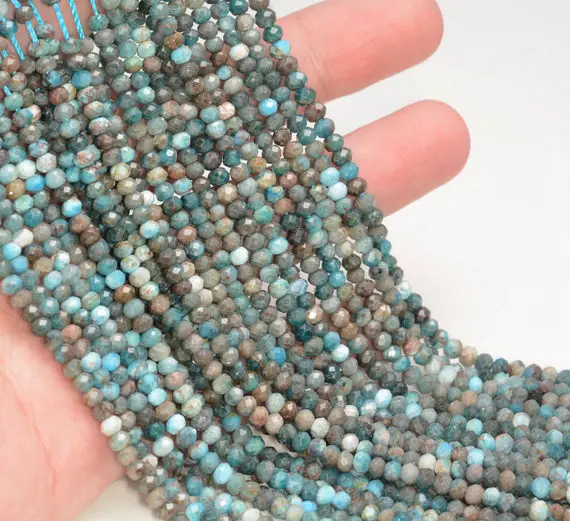 4x3mm Apatite Gemstone Grade A Micro Faceted Rondelle Beads 15.5 Inch Full Strand Bulk Lot 1,2,6,12 And 50 (80009990-a201)