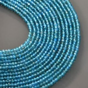 Shop Apatite Faceted Beads! Apatite Natural Rondelle Beads 15" Strand AAA Quality Size 2.8mm, Blue Apatite Faceted Rondelle Beads Gemstone Birthday Gift Best Price | Natural genuine faceted Apatite beads for beading and jewelry making.  #jewelry #beads #beadedjewelry #diyjewelry #jewelrymaking #beadstore #beading #affiliate #ad