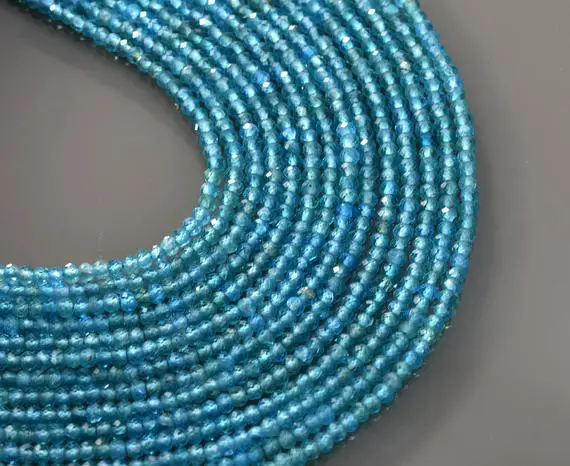 Apatite Natural Rondelle Beads 15" Strand Aaa Quality Size 2.8mm, Blue Apatite Faceted Rondelle Beads Gemstone Birthday Gift Best Price