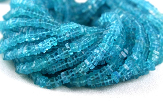 Aaa Quality 16" Long Natural Apatite Heishi Beads,smooth Square Beads,apatite Jewelry Beads, 3.5 Mm Gemstone Beads,wholesale Price