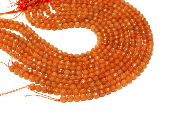 Gemstone Beads,orange Aventurine,stone Beads,orange Beads,round Beads,ball Beads,semiprecious Gems,faceted Beads - 16" Full Strand