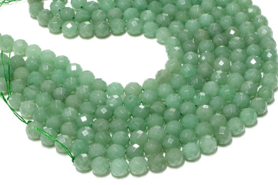 Green Aventurine Round Beads,faceted Beads,wholesale Beads,jewelry Making Beads,green Stone Beads,natural Beads - 16" Full Strand