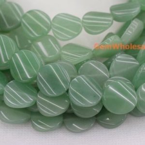 Shop Aventurine Bead Shapes! 15.5" 16mm Green aventurine twisted/wave coin beads, Natural gemstone/semi precious stone JGDOC | Natural genuine other-shape Aventurine beads for beading and jewelry making.  #jewelry #beads #beadedjewelry #diyjewelry #jewelrymaking #beadstore #beading #affiliate #ad