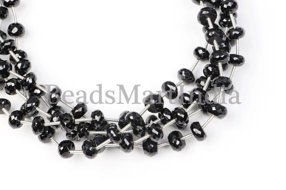 Black Tourmaline, 7-8 Mm Tourmaline Faceted Rondelle Beads, Black Tourmaline Beads, Tourmaline Beads, Black Tourmaline Faceted Beads