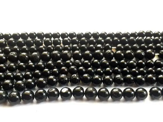 5.5mm Black Tourmaline Beads, Black Tourmaline Plain Balls , 13 In Black Tourmaline Smooth Black Round Beads For Jewelry (1st To 5st Option)