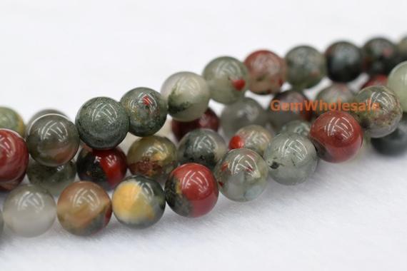 15.5" 6mm/8mm/10mm/12mm African Bloodstone Jasper Round Beads, Semi-precious Stone, African Blood Stone