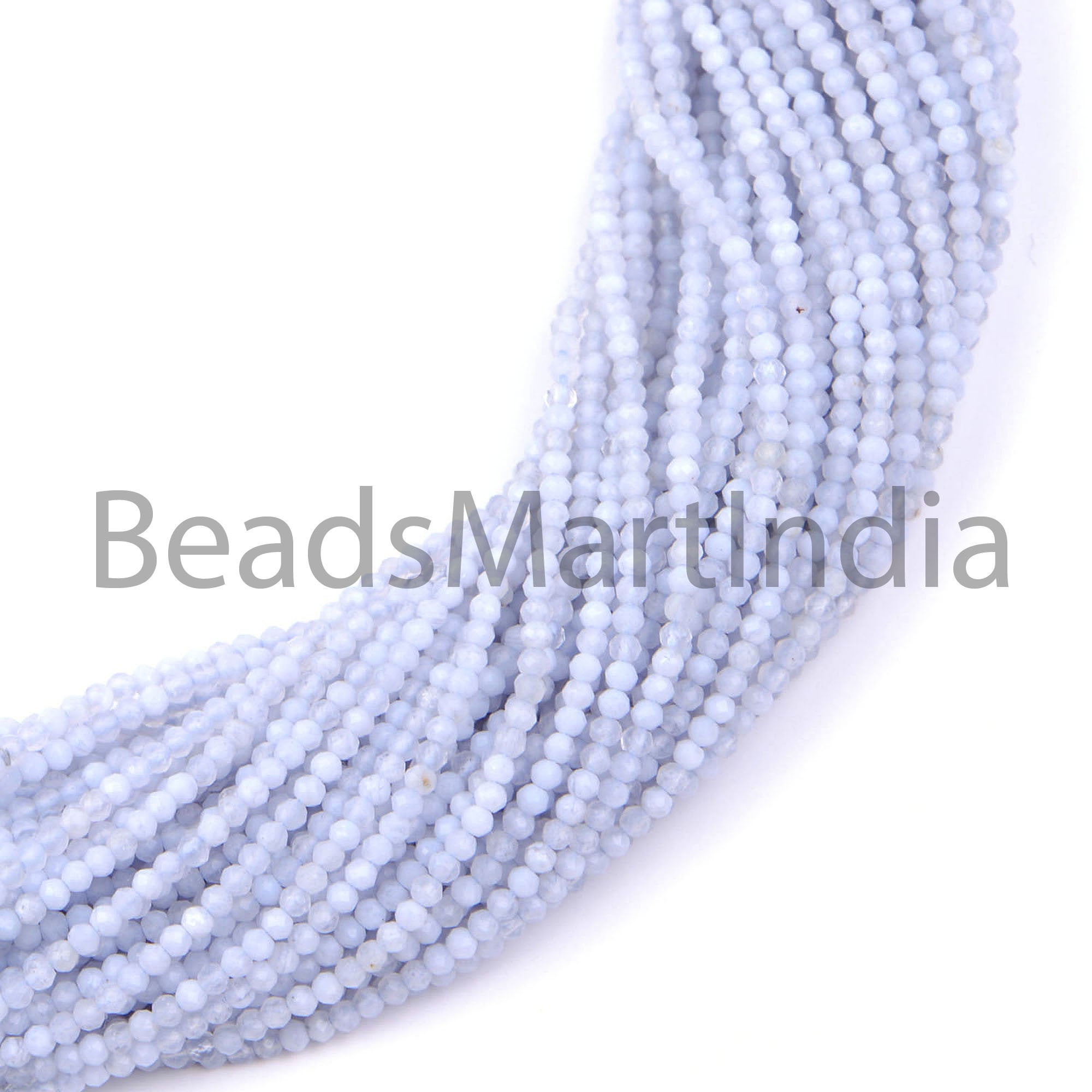 Blue Chalcedony Faceted Rondelle Natural Beads, 1.80-2 Mm Chalcedony Beads, Chalcedony Faceted Beads, Blue Chalcedony Rondelle Beads