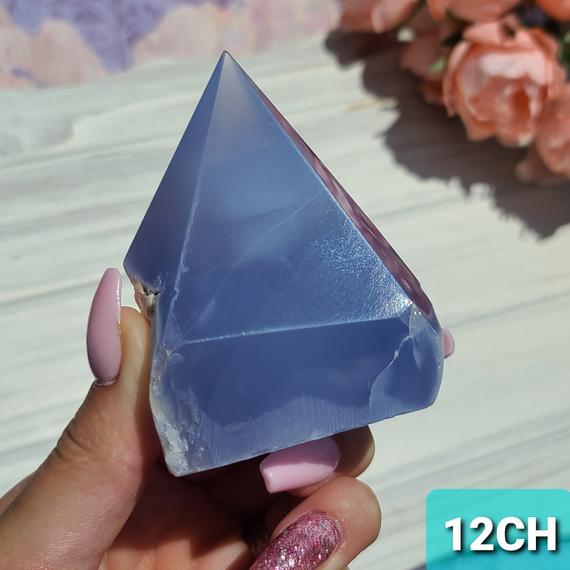 Large Blue Chalcedony Raw Crystal Point, Choose Your Dark Blue Quartz Tower For Decor Or Crystal Grids