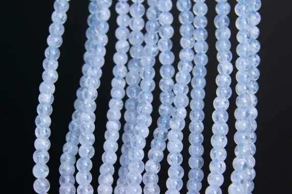 Genuine Natural Transparent Snowflake Blue Lace Agate Loose Beads Brazil Grade Aa Round Shape 4mm
