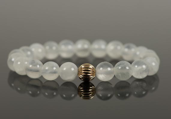 White Calcite Bracelet, Gemstone Handmade Jewelry, Unique-gift-for-wife