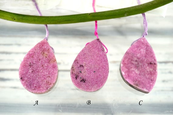 Cobalto Calcite Pink Druzy Freeform Pendant (etp00166) Rare Natural/unique Jewelry/vintage Jewelry/gemstone Pendants