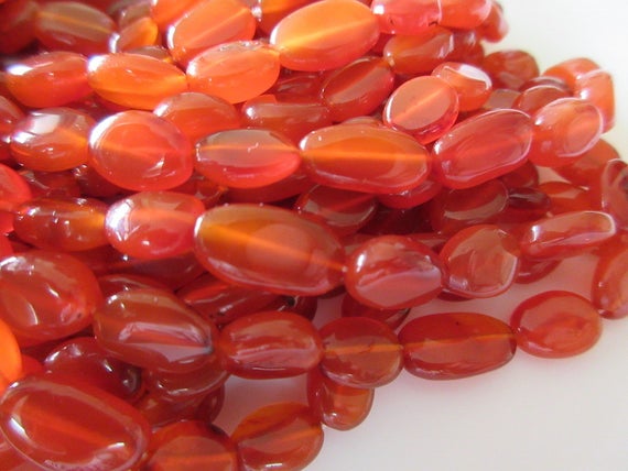 5 Strands Wholesale Natural Carnelian Smooth Fancy Oval Shaped Tumble Beads, Huge 13mm To 14mm Beads, 13 Inch Strand, Gds228
