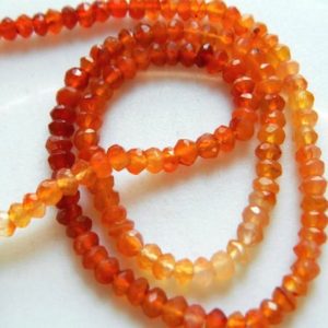 Shop Carnelian Faceted Beads! 4mm Carnelian Shaded Micro Faceted Rondelles, Orange Carnelian Rondelle, Faceted Orange Carnelian For Jewelry (1St To 5ST Options) | Natural genuine faceted Carnelian beads for beading and jewelry making.  #jewelry #beads #beadedjewelry #diyjewelry #jewelrymaking #beadstore #beading #affiliate #ad