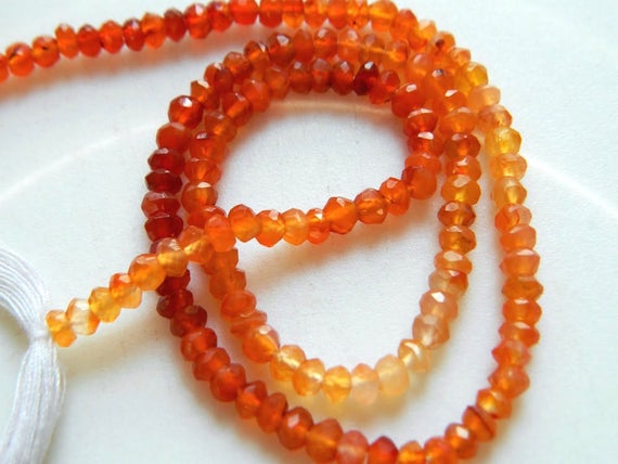 4mm Carnelian Shaded Micro Faceted Rondelles, Orange Carnelian Rondelle, Faceted Orange Carnelian For Jewelry (1st To 5st Options)