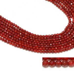 Shop Carnelian Faceted Beads! GU-10077-2 – Red Carnelian Faceted Round Beads – 3mm – Gemstone Beads – 16" Full Strand | Natural genuine faceted Carnelian beads for beading and jewelry making.  #jewelry #beads #beadedjewelry #diyjewelry #jewelrymaking #beadstore #beading #affiliate #ad