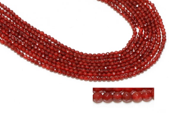 Gu-10077-2 - Red Carnelian Faceted Round Beads - 3mm - Gemstone Beads - 16" Full Strand