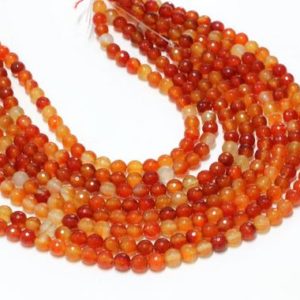 Shop Carnelian Faceted Beads! GU-2546-2 – Natural Carnelian Faceted Round Beads – 6mm – Gemstone Beads – 16" Full Strand | Natural genuine faceted Carnelian beads for beading and jewelry making.  #jewelry #beads #beadedjewelry #diyjewelry #jewelrymaking #beadstore #beading #affiliate #ad
