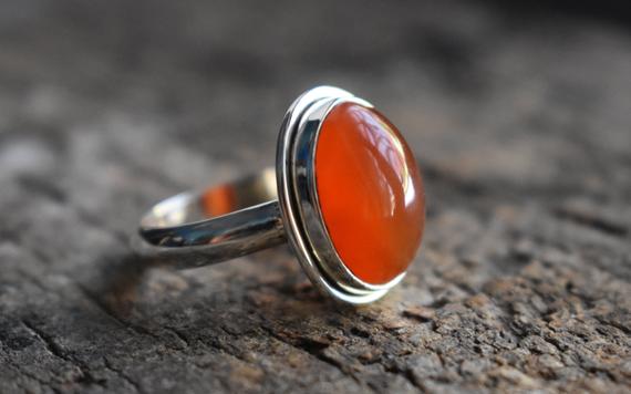 Natural Orange Carnelian Ring,925 Silver Ring,orange Carnelian Ring,carnelian Rung,birthday Gift,ring For Women,rare Carnelian Ring